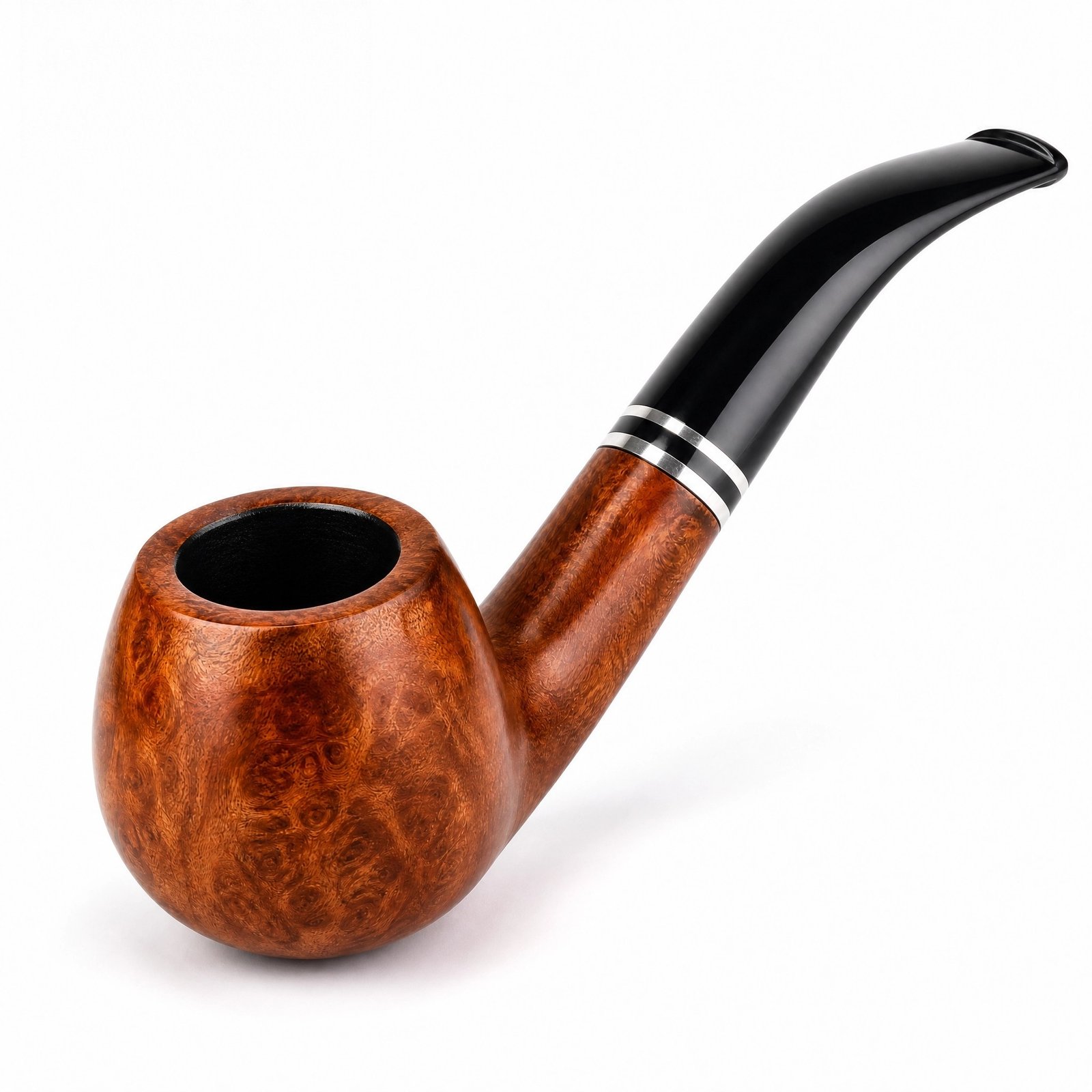 shmovew Handcrafted Briar Wood Tobacco Pipe - Classic Bent Shape, Acrylic Stem, Polished Finish