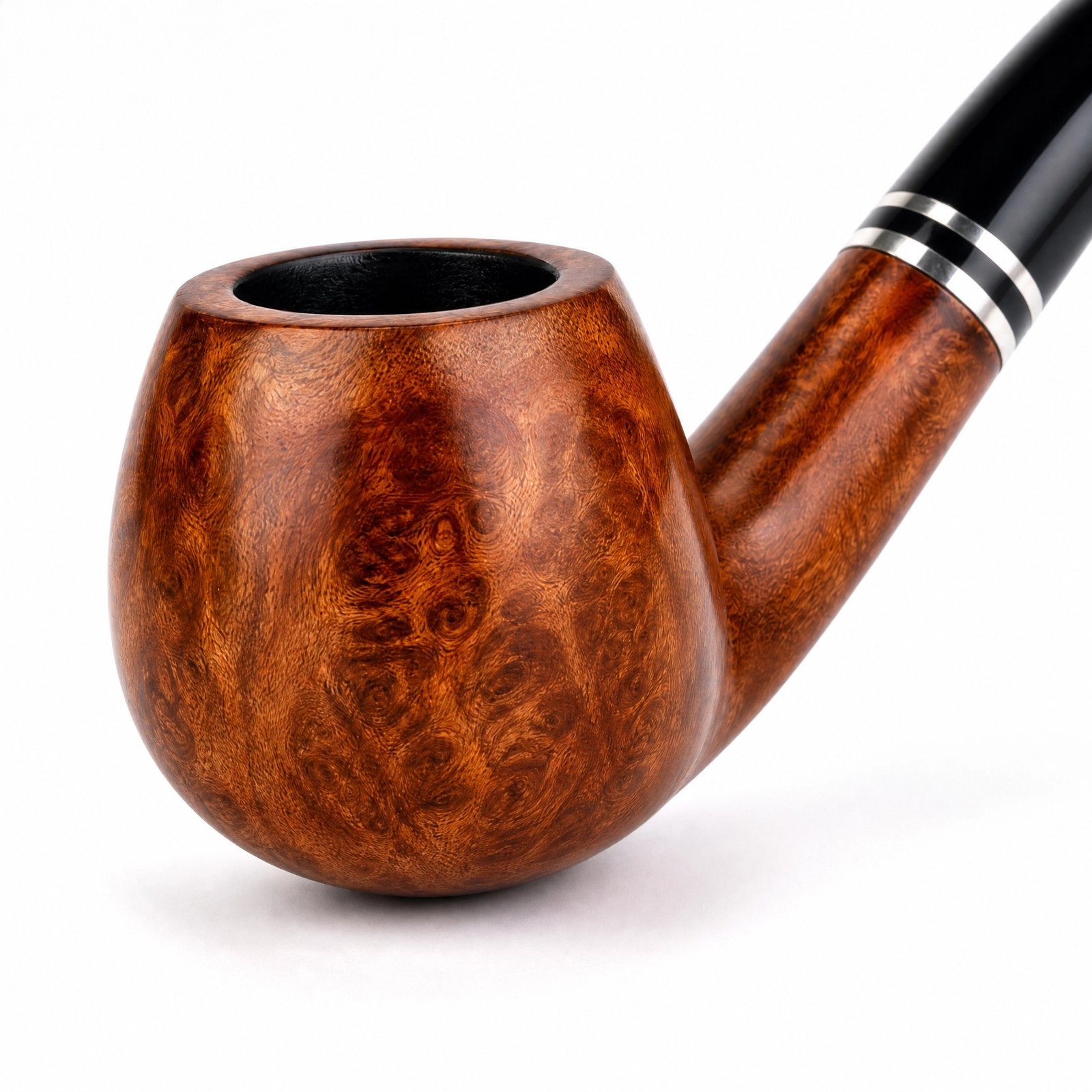 shmovew Handcrafted Briar Wood Tobacco Pipe - Classic Bent Shape, Acrylic Stem, Polished Finish - Image 2