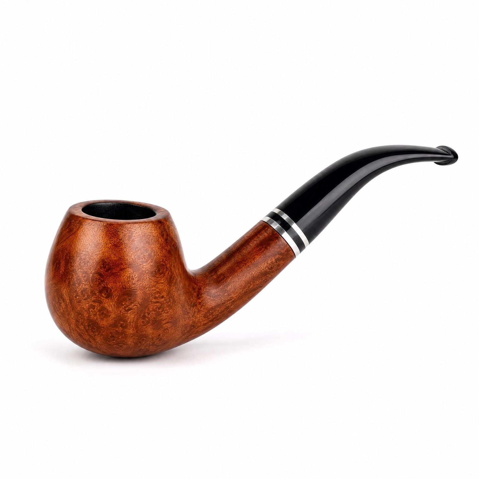 shmovew Handcrafted Briar Wood Tobacco Pipe - Classic Bent Shape, Acrylic Stem, Polished Finish - Image 3