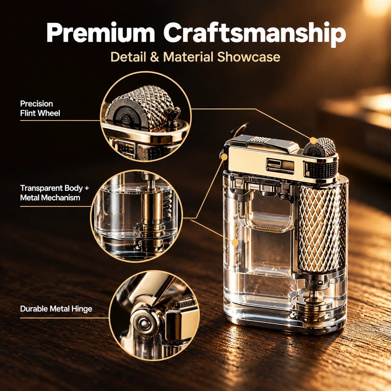 Mini Transparent Kerosene Lighter - Visible Fuel Level, Windproof, Keychain Design - Image 3