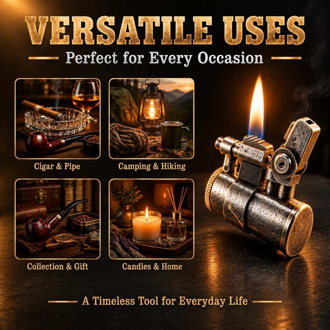 Vintage Mechanical Kerosene Lighter - Retro Industrial Design, Windproof, Refillable - Image 3