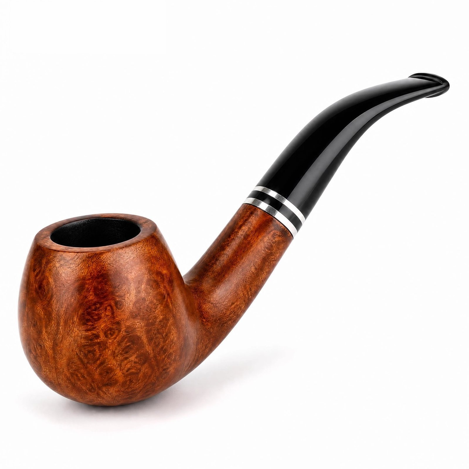 shmovew Handcrafted Briar Wood Tobacco Pipe - Classic Bent Shape, Acrylic Stem, Polished Finish - Image 4