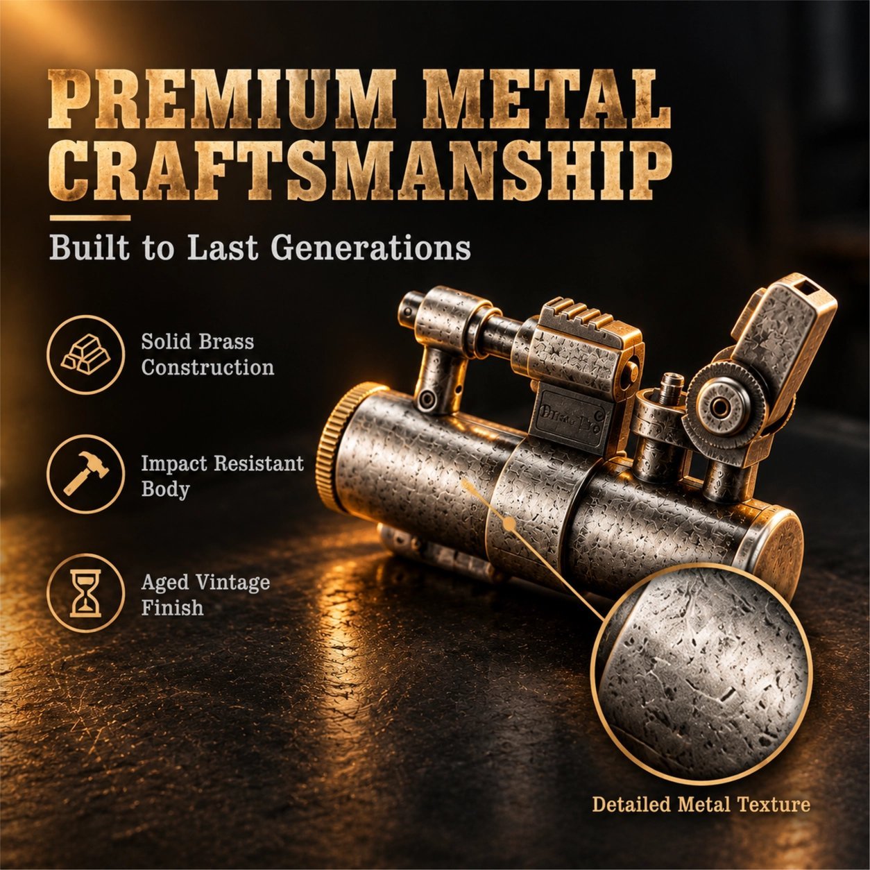 Vintage Mechanical Kerosene Lighter - Retro Industrial Design, Windproof, Refillable - Image 4