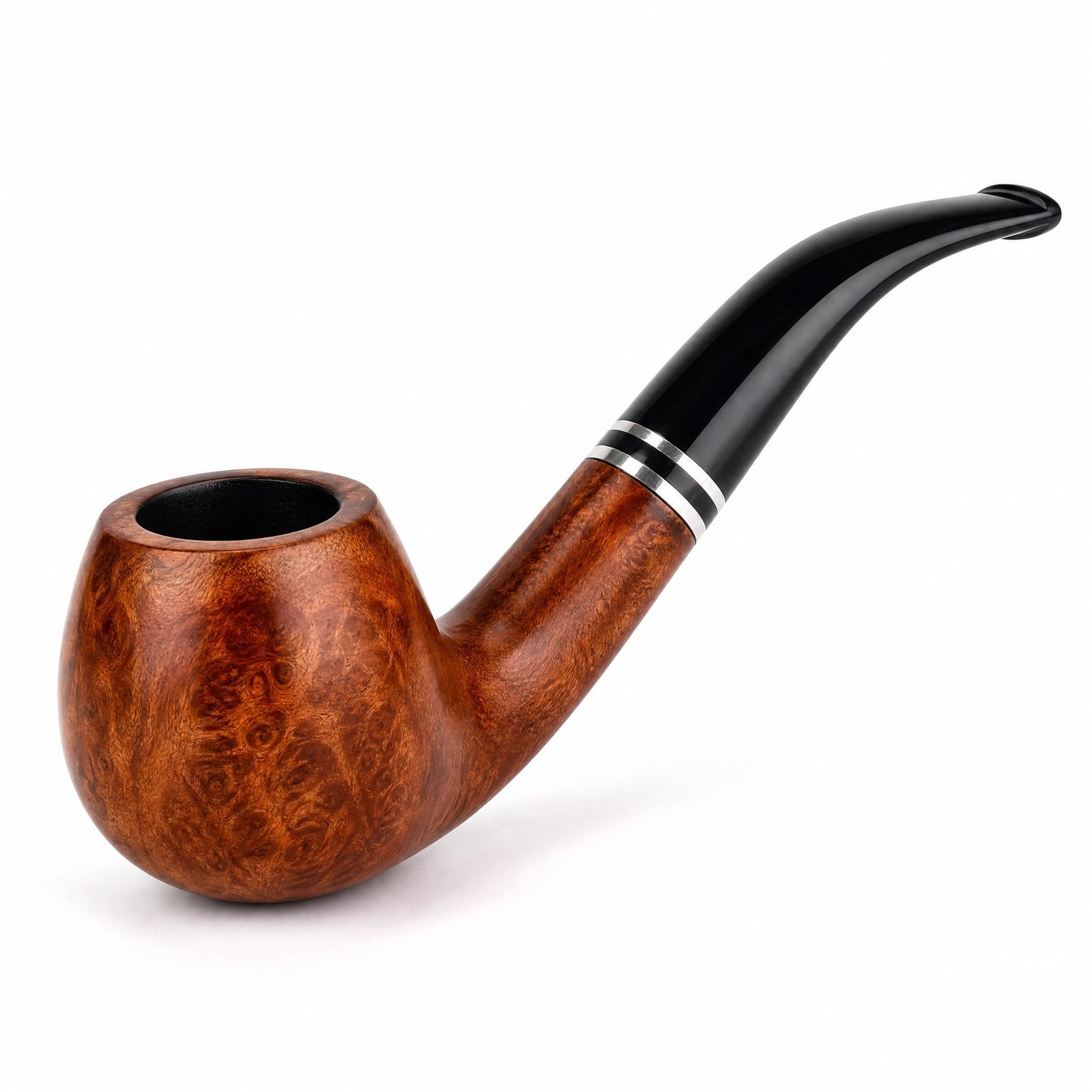 shmovew Handcrafted Briar Wood Tobacco Pipe - Classic Bent Shape, Acrylic Stem, Polished Finish - Image 5