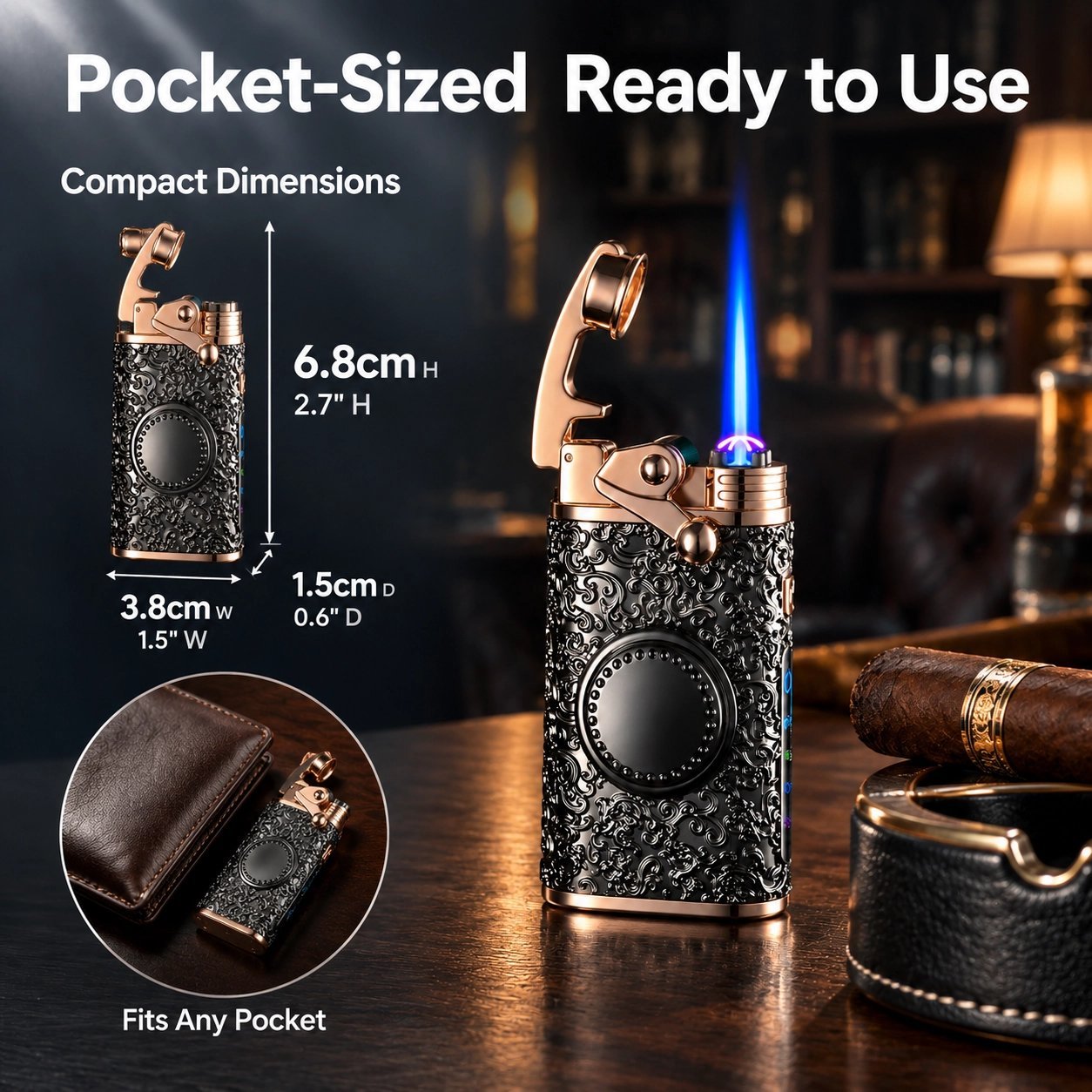 Vintage Tang Dynasty Pattern Dual Flame Lighter - Gas & Electric, Rocker Arm, Fidget Spinner - Image 5