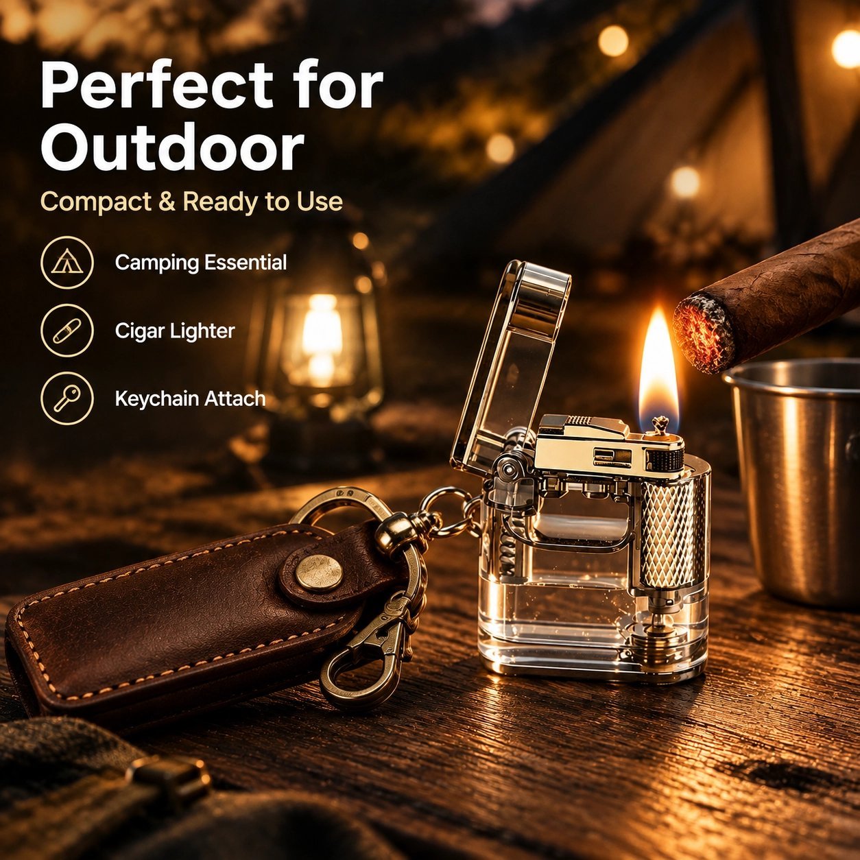 Mini Transparent Kerosene Lighter - Visible Fuel Level, Windproof, Keychain Design - Image 5